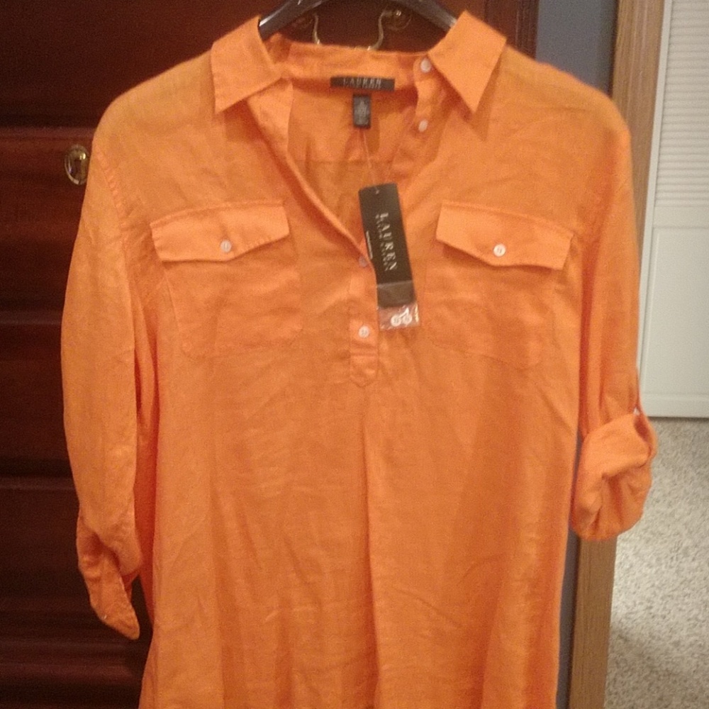 Ralph Lauren orange linen blouse